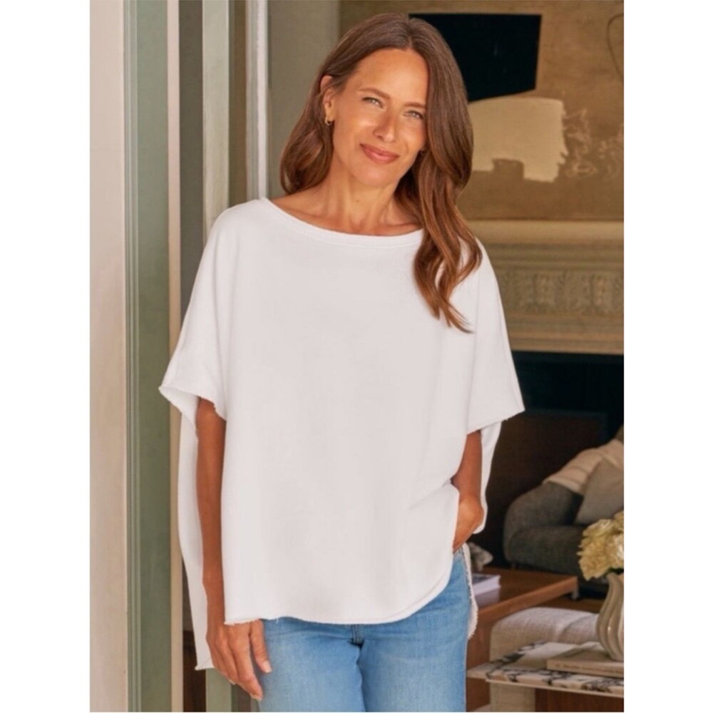 Frank & Eileen Tee Lab 100% Cotton Original Capelet Triple Fleece Top OS